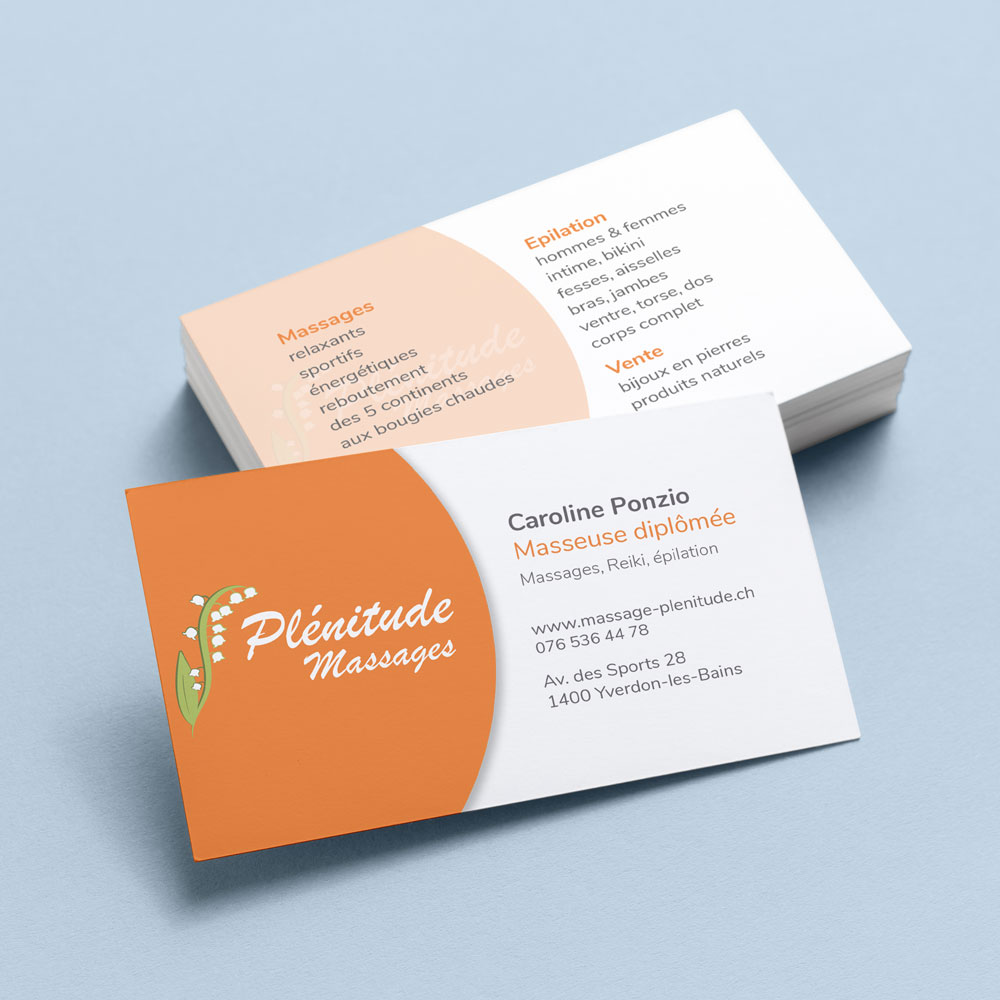 Cartes de visite Plénitude Massages